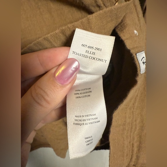 Rails Oversized Button Up Ellis Gauze Shirt in Toasted Coconut Tan Brown Small - Picture 10 of 11